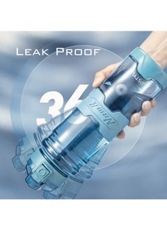 TYCOM Water Bottle 1L Drink Bottle Gym Bottle with Protein Shaker Flip Top Lid Removable Strainer Sport Bottle for Fitness Cycling Gym Camping Sports Transparent Blue.  - Image 5