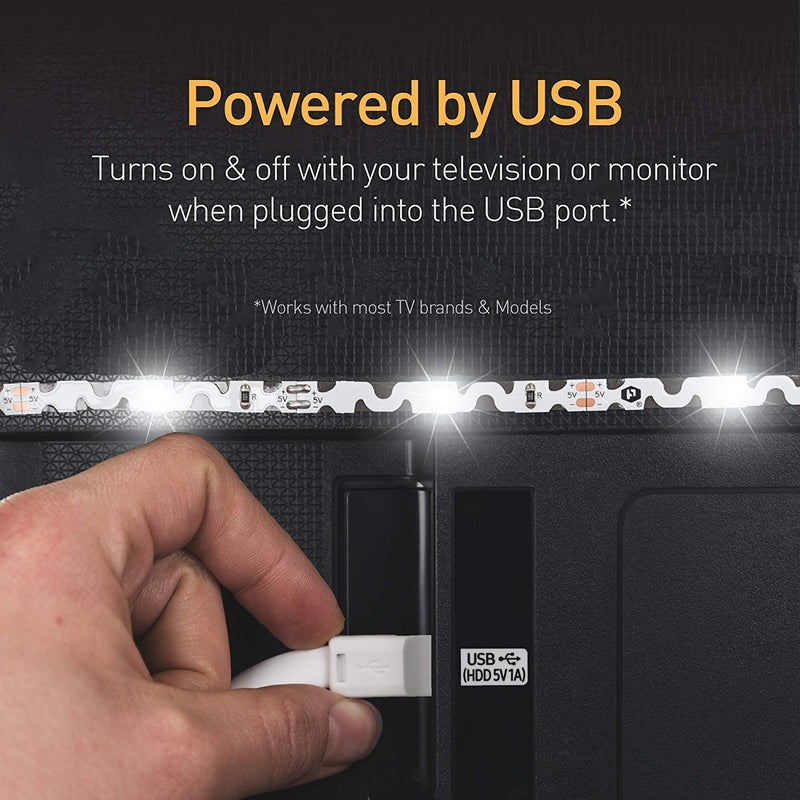 Power Practical LED Strip Lights Backlight, USB Light Strips w/Remote for 15 Ambient Color Bias Lighting Options & 10 Brightness Modes, for TV/Computer Decor/Indoor Use, Size (30"-40" TV) - Image 5