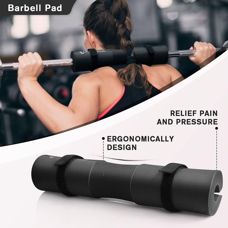 RitFit 7 Pcs Barbell Squat Pad Set, with Resistance Band, 2 Safety Straps, 2 Gym Ankle Straps & Carry Bag, Upgraded Neck & Shoulder Protective Pad Support for Squats, Lunges & Hip Thrust (Pink/Black) - Image 3
