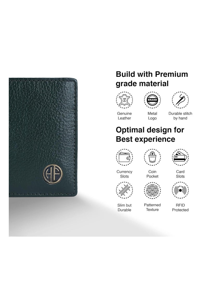  هاموندز فلاي كاتشر محفظة جلدية للرجال، حماية ، محفظة نقود ثنائية الطي،  خانات للبطاقات، جيب للعملات، جيوب مخفية - أخضر بحري - Image 4
