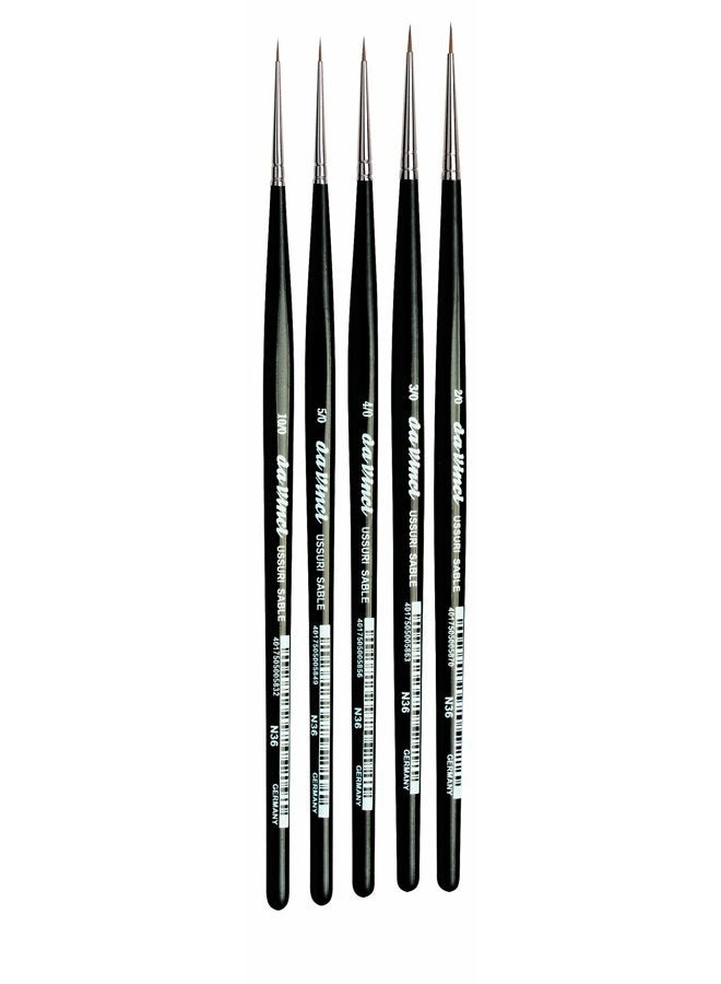 Watercolor Series 5361 Miniature Detail Paint Brush Set, Russian Red Sable, Multiple Sizes, 5 Brushes (Series 36)