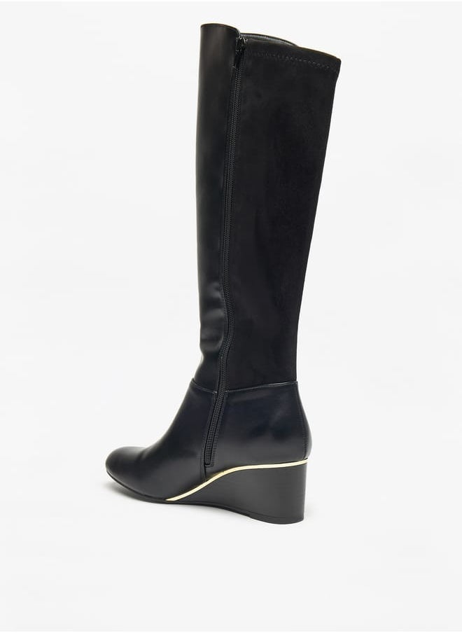 Celeste Womens Solid High Shaft Boots with Zip Closure  - Image 2