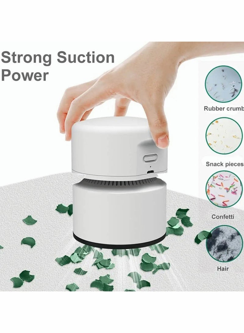 Excefore Desktop Vacuum Cleaner, Portable Keyboard Sweeper, Mini Crumb Vacuum Cleaner Table Food Rubber, High Endurance up to 400 mins,360º Rotatable Design for Keyboard/Home/Office (White) - Image 3
