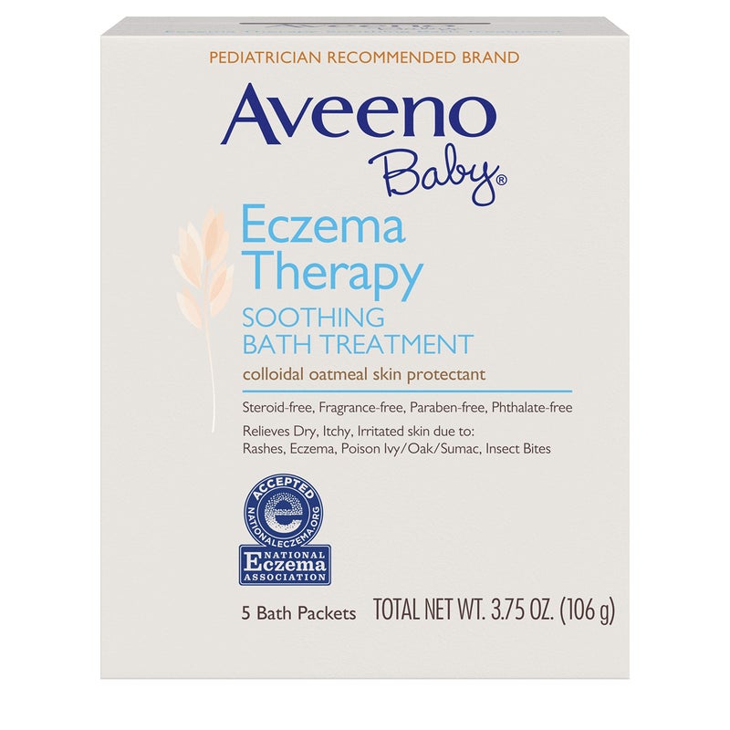 Aveeno Baby Aveeno Baby Eczema Therapy Soothing Bath Treatment for Relief of Dry Itchy and Irritated Skin Made with Soothing Natural Colloidal Oatmeal 5 ct