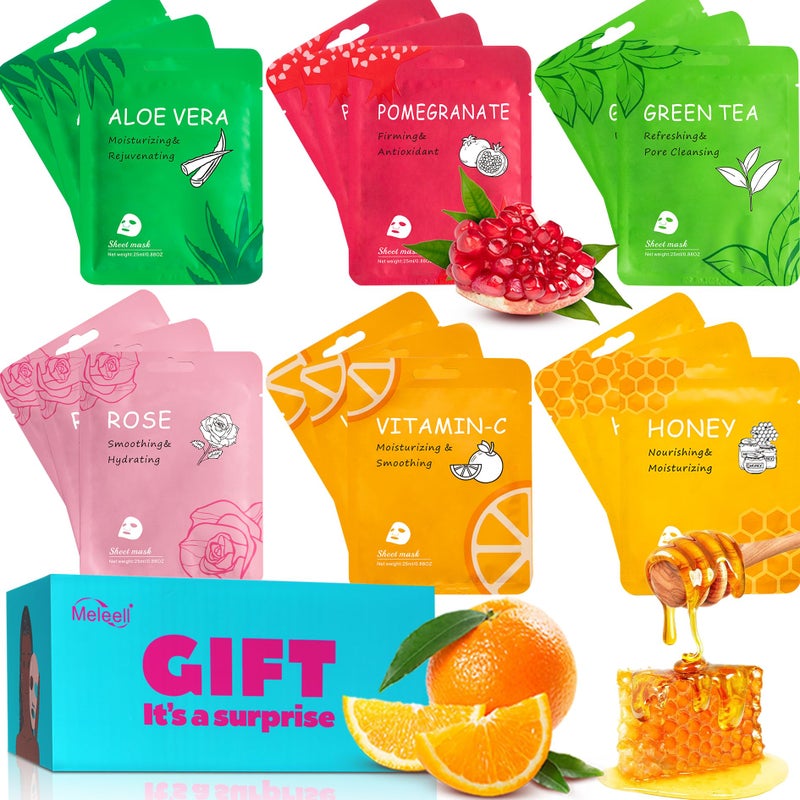 Meleell 18 Pack Collagen Face Masks Skincare BulkHydrating Spa Face Mask Beauty for Sensitive SkinSheet Mask for Skin Care Facial Mask Sets Birthday Party Gifts for WomenTeen GirlsKids