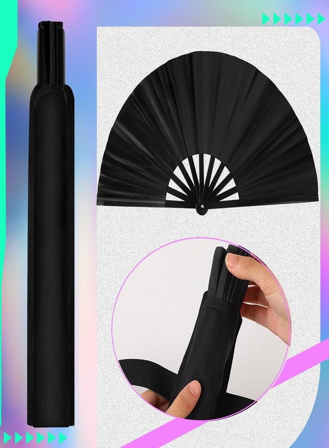 Anglechic 13" Large Rave Fan with Holster Clack Folding Hand Fan for Men Women Rave Edm Festival Line Dancing Party Gift(Classic,Black) - Image 5