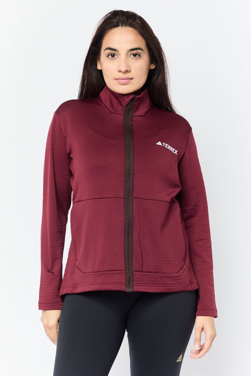 Adidas Women Sportswear Fit Long Sleeves Running Sweatshirt, Maroon  - Image 1