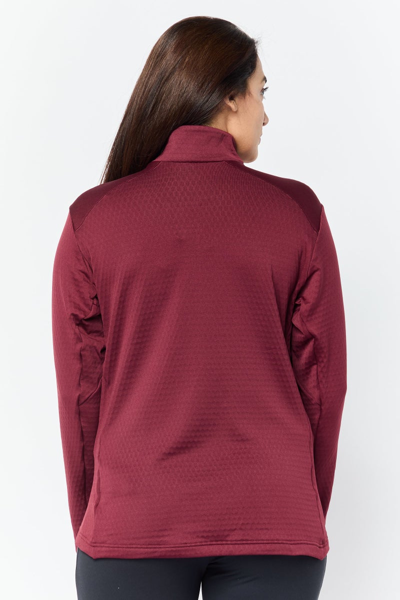 Adidas Women Sportswear Fit Long Sleeves Running Sweatshirt, Maroon  - Image 2