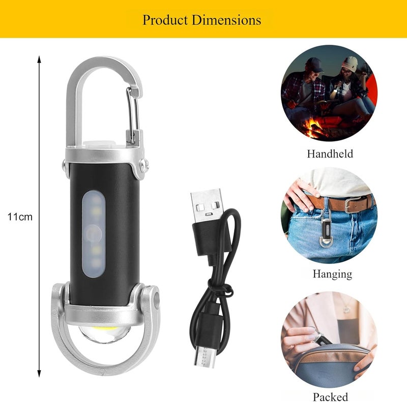 DAWRIS 2 in 1 Mini Keychain Flashlight - Waterproof LED Rechargeable Pocket Torch - Image 2