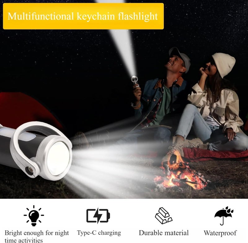 DAWRIS 2 in 1 Mini Keychain Flashlight - Waterproof LED Rechargeable Pocket Torch - Image 5