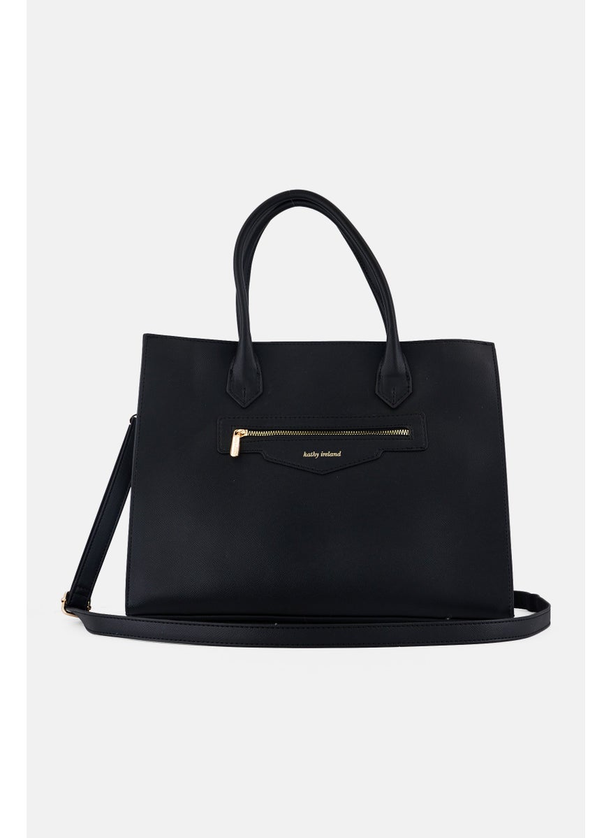 Kathy Ireland Women Brand Logo Handbag, Black  - Image 2