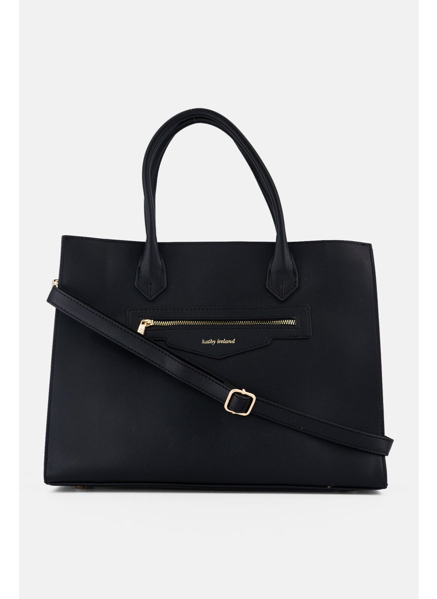 Kathy Ireland Women Brand Logo Handbag, Black  - Image 1