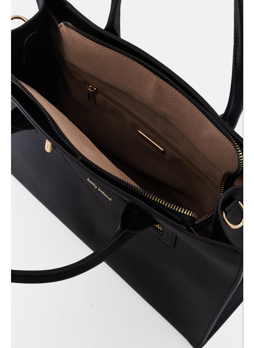 Kathy Ireland Women Brand Logo Handbag, Black  - Image 4