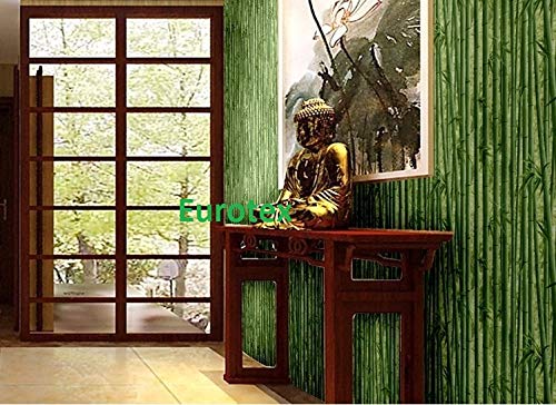 Eurotex Textured Vinyl PVC Coated 3D Green Bamboo Wallpaper for Walls Home Decoration (57sqft/Per roll)-0901 - Image 4