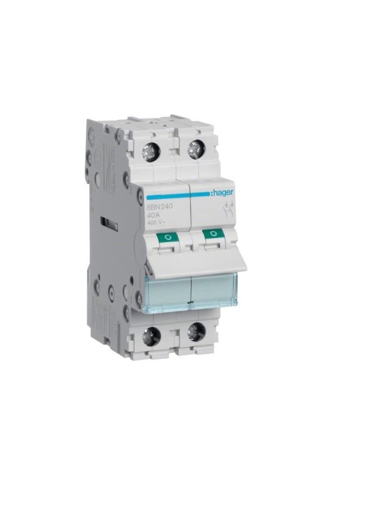 Hager Hager 2Pole 40A Isolator Modular Break Switch SBN241N/SBN240  - Image 1