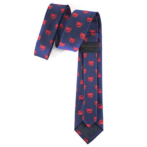 MENDEPOT Novelty Crab Necktie Microfibre Woven Red Crab Navy tie With Box - Image 4