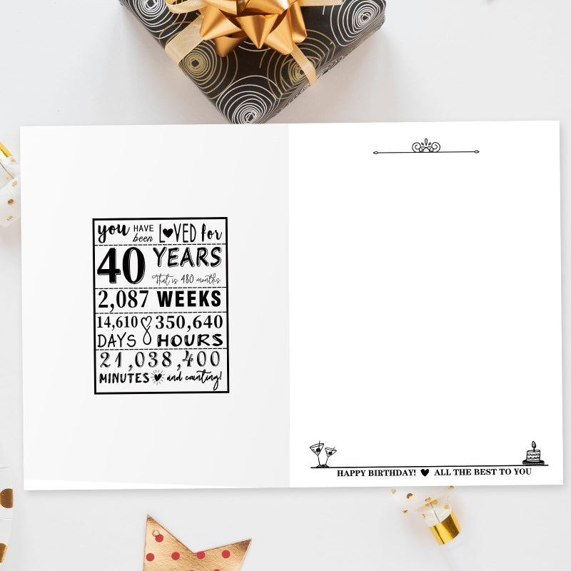 Asmallgf Jumbo 40th Birthday Gift Card with Envelope, Funny Turning 40 Bday Decorations for Mom Dad, Unique Forty Years Old Birthday Gift Idea for Women Men - Image 2