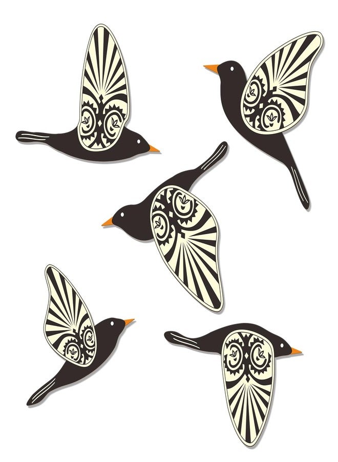 KOYILTD 5 Piece Wooden Bird Wall Decor Sculptures Wood Boho Flying Bird Wall Art Scandinavian Home Wall Decor for Farmhouse Living Room Bathroom Dining Room Kitchen Office (Rustic) - Image 1