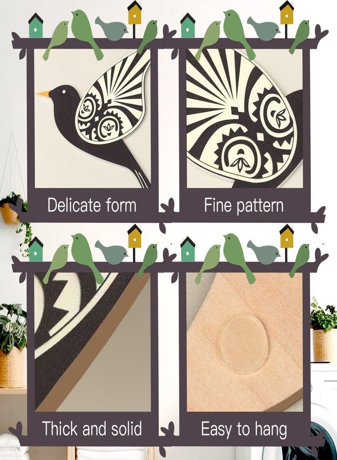 KOYILTD 5 Piece Wooden Bird Wall Decor Sculptures Wood Boho Flying Bird Wall Art Scandinavian Home Wall Decor for Farmhouse Living Room Bathroom Dining Room Kitchen Office (Rustic) - Image 4