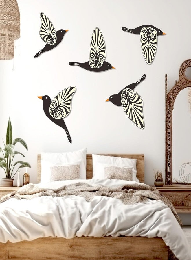 KOYILTD 5 Piece Wooden Bird Wall Decor Sculptures Wood Boho Flying Bird Wall Art Scandinavian Home Wall Decor for Farmhouse Living Room Bathroom Dining Room Kitchen Office (Rustic) - Image 5