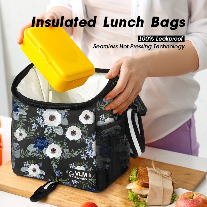 VLM Lunch Box for Women, Insulated Lunch Bag Women with Adjustable Shoulder Strap, Cute Lunch Tote Bag for Work,Picnic,Camping - Image 3