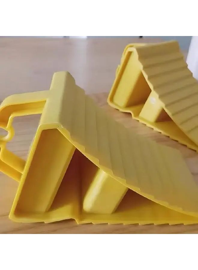 Heavy Duty PVC Wheel Chocks 2pcs Non Slip Ramp Mat For Secure Parking Durable - Image 2