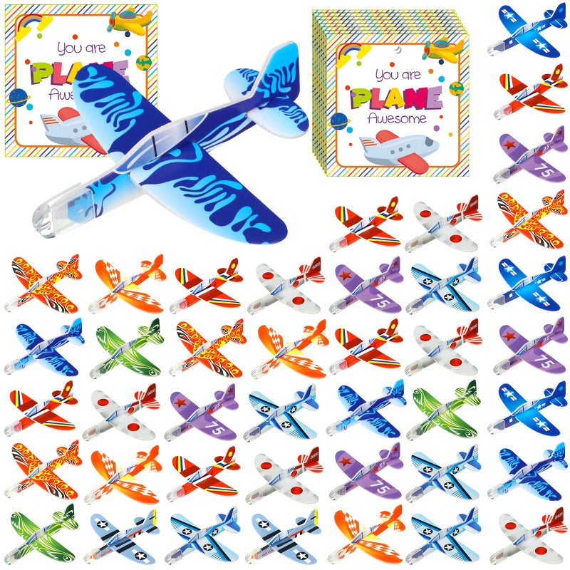 ShinyRelief 48 Packs End of Year Student Gifts Foam Glider Planes Toys for Kids Bulk Flying Airplanes Party Favors Goodie Bag Stuffers for School Classroom Prizes Kindergarten Graduation Boys Girls - Image 4