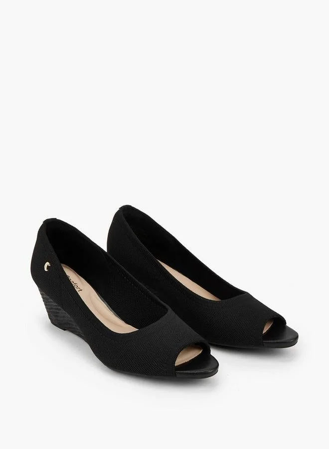 Le Confort Textured Slip-On Comfort Shoes With Wedge Heels