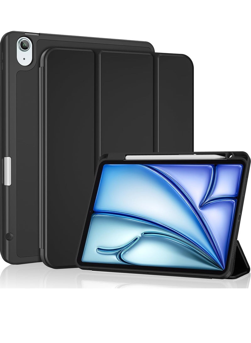 YoYoTech iPad Air 11 M3- 2025/ M2-2024 Case Cover,Smart Folio Case for iPad Air 11 inch M3/M2 2025/2024 with Pencil Holder Slot [Soft Flexible Case] Auto Wake Sleep - Black - Image 1