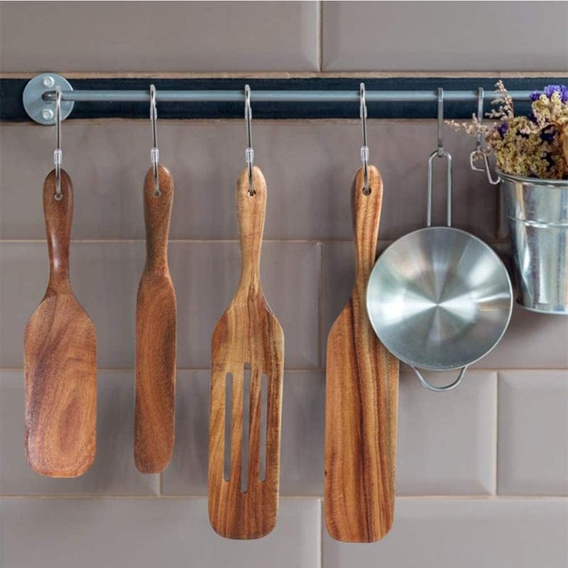 TEZZ Spurtle Set, Natural Acacia Wooden Kitchen Utensils Set of 2, Wooden Spoons Utensils for Cooking, stirring, Mixing, Serving, spurtles kitchen tools as seen on tv for NonSick Cookware - Image 5