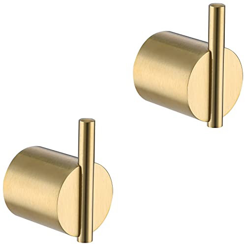 RANDOM Brushed Gold Towel Hook,Gold Hooks for Wall 304 Stainless Steel Towel Hooks for Bathrooms Kitchen Modern Towel Hook Wall Mounted Hand Towel Holder Coat Hooks 2 Pack.96068-8BG2 - Image 1