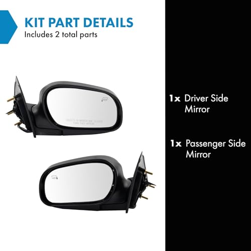 TRQ 2 Piece Driver and Passenger Side Mirror Assembly Set Electric Adjustment Heated No Memory Black Compatible with 2002-2011 Ford Crown Victoria 2002-2010 Mercury Grand Marquis 2003-2004 Marauder - Image 2