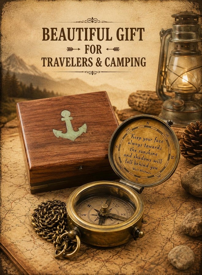 Mai Keep Your Face Always Toward The Sunshine, and Shadows Will Fall Behind You Engraved Compass with ‎Wooden Box, Camping Compass, Graduation Day Gifts for Son, Love, Sister, Husband, Wife, Fiancé. - Image 5