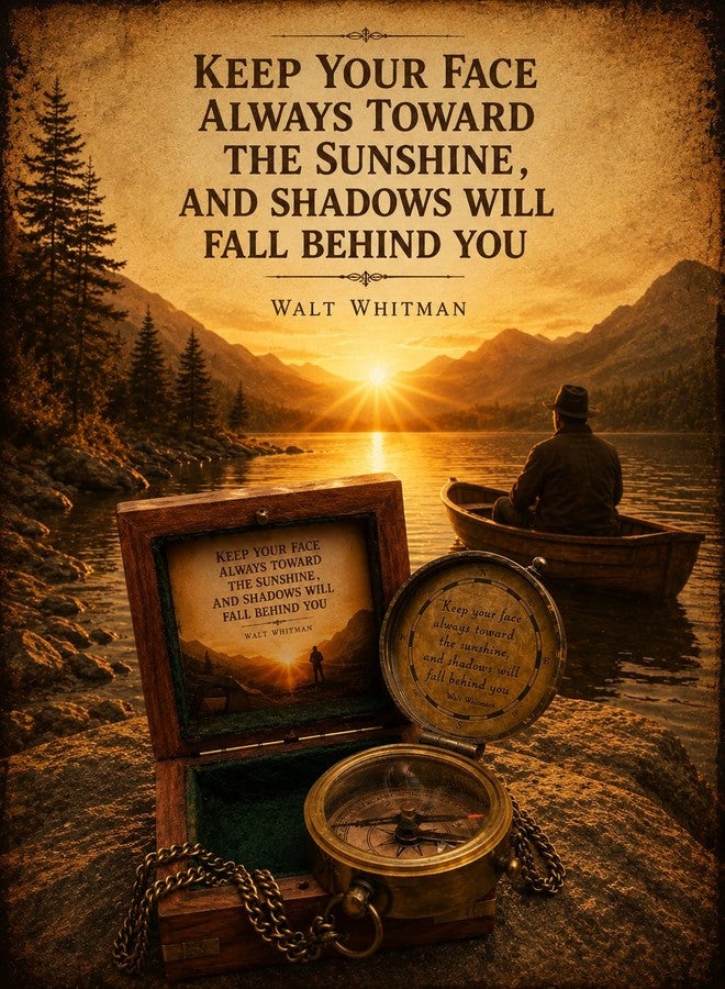 Mai Keep Your Face Always Toward The Sunshine, and Shadows Will Fall Behind You Engraved Compass with ‎Wooden Box, Camping Compass, Graduation Day Gifts for Son, Love, Sister, Husband, Wife, Fiancé. - Image 2