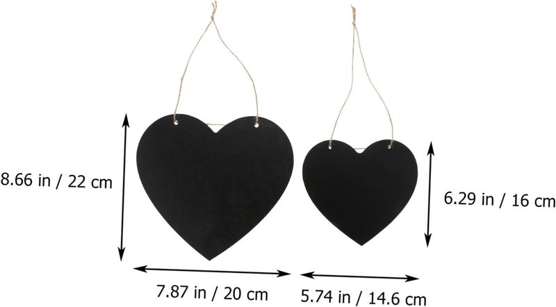 HOODANCOS 4PCS Mini Heart Chalkboard Signs Hanging Blank Plaque Set for Store Messages Café Menus and Home Decor Erasable Rustic Design for Weddings and Events - Image 1