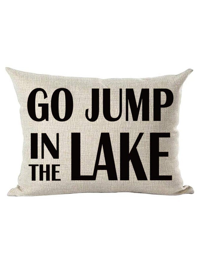 Ramirar Black Word Art Quote Go Jump in The Lake Summer Inspirational Decorative Lumbar Throw Pillow Cover Case Home Living Room Bed Sofa Car Cotton Linen Rectangular 12 x 20 Inches - Image 2