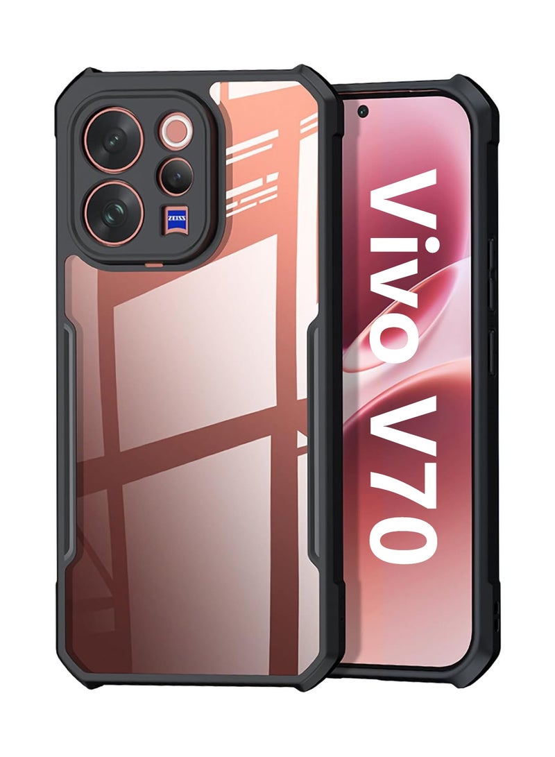 Adando for Vivo V70 Case, Camera Lens Protection Back Cover, TPU+PC Shockproof Bumper Mobile Phone Case, Anti-Yellowing Slim Fit Protective Casing (Matte Black) - Image 1