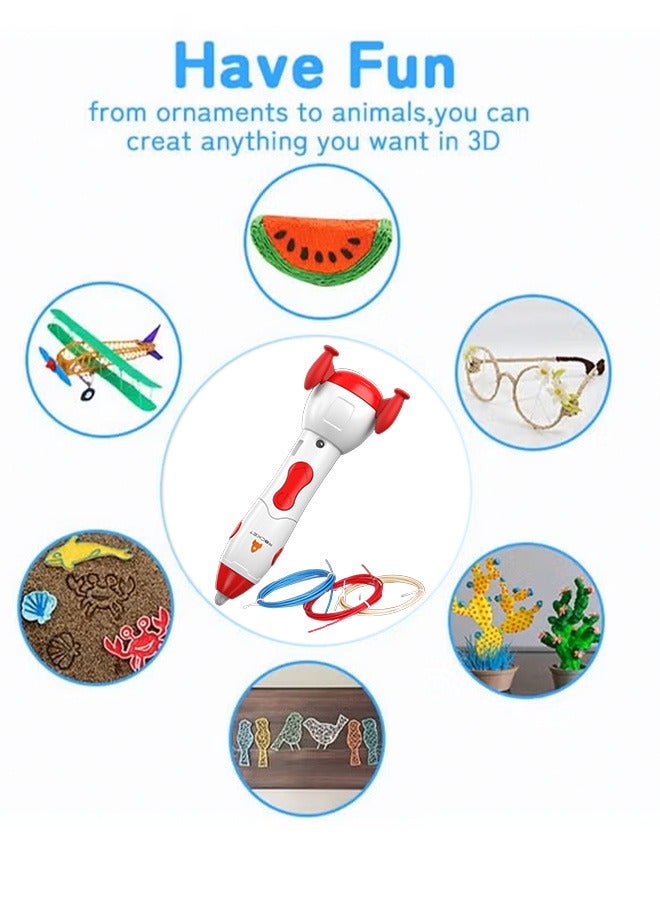 Generic 3D Printing Pen, Astronaut Shape 3D Graffiti Pen, Adjustable Speed 3D Pen Set, Educational STEM Toy, 3D Printing Pen with 3 Starter Colors of PLA Filament Stencil Book and Charger, Advanced 3D Printing Pen, Art Activity Set, Kids DIY Gift Present for Graffiti, Drawing, Model Making, Low Temperature Does not Hurt Hands(Red)  - Image 4