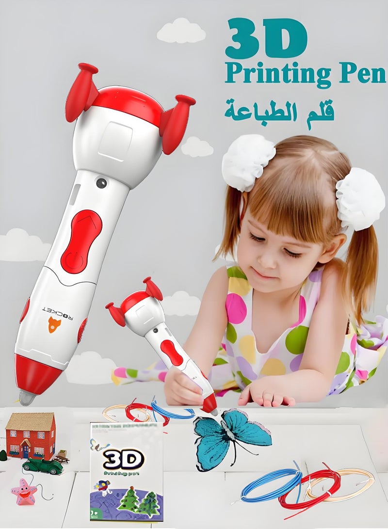 Generic 3D Printing Pen, Astronaut Shape 3D Graffiti Pen, Adjustable Speed 3D Pen Set, Educational STEM Toy, 3D Printing Pen with 3 Starter Colors of PLA Filament Stencil Book and Charger, Advanced 3D Printing Pen, Art Activity Set, Kids DIY Gift Present for Graffiti, Drawing, Model Making, Low Temperature Does not Hurt Hands(Red)  - Image 1