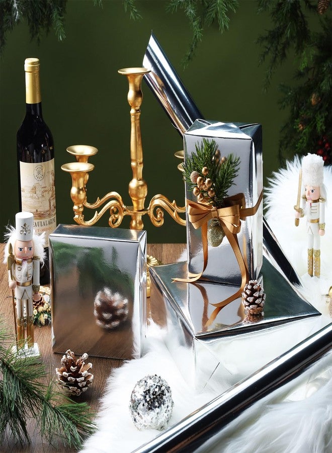 LaRibbons Silver Foil Wrapping Paper Roll, 30 Inch x 33 Feet Premium Metallic Gift Wrap for Christmas, Holiday, Wedding, Birthday & Celebration Gifts - Image 4