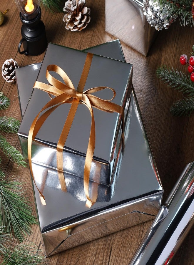 LaRibbons Silver Foil Wrapping Paper Roll, 30 Inch x 33 Feet Premium Metallic Gift Wrap for Christmas, Holiday, Wedding, Birthday & Celebration Gifts - Image 2