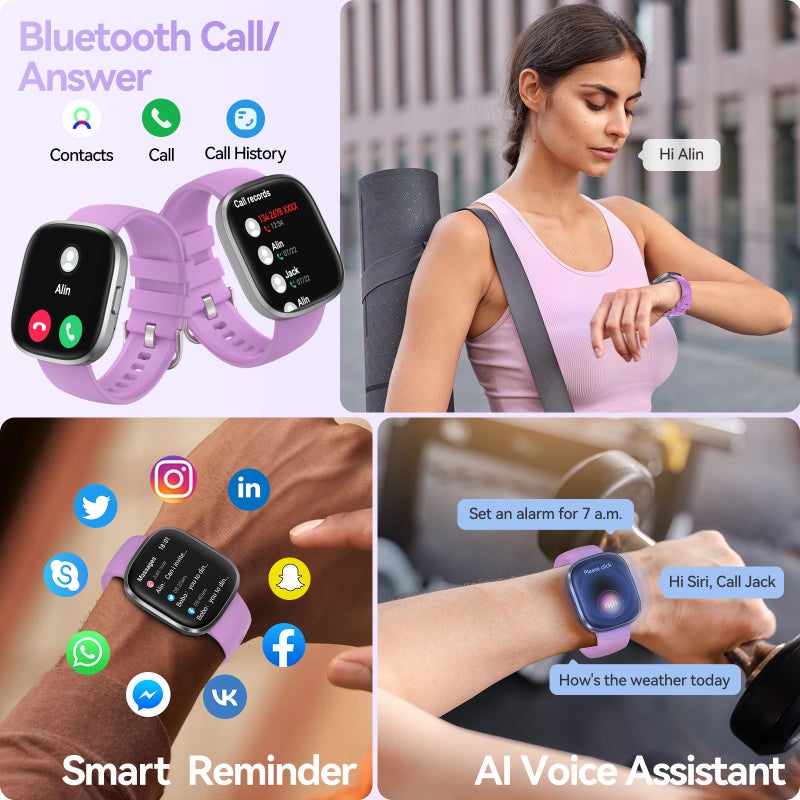 ساعة ذكية anyloop ALW7 anyloop ALW7 (استجابة/مكالمة) ساعة ذكية بدقة عالية بحجم شاشة 1.83 بوصة للرجال والنساء، مع متتبع لياقة بدنية ومقاوم للماء بنظام IP68، مراقبة معدل ضربات القلب والأكسيمتر ومراقبة النوم، وحاسب الخطوات والسعرات الحرارية، مقياس خطوات للأنظمة الأندرويد وآي أو إس - Image 5