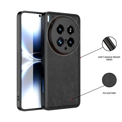 Kapa Tux Leather Back Cover for Vivo X200 Ultra | Slim Shockproof Camera Protection Bumper Case (Black) - Image 3