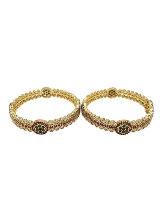 Pretty Precious American Diamond Bangles for Women & Girls-Size (2.6)-Ruby Green - Image 3