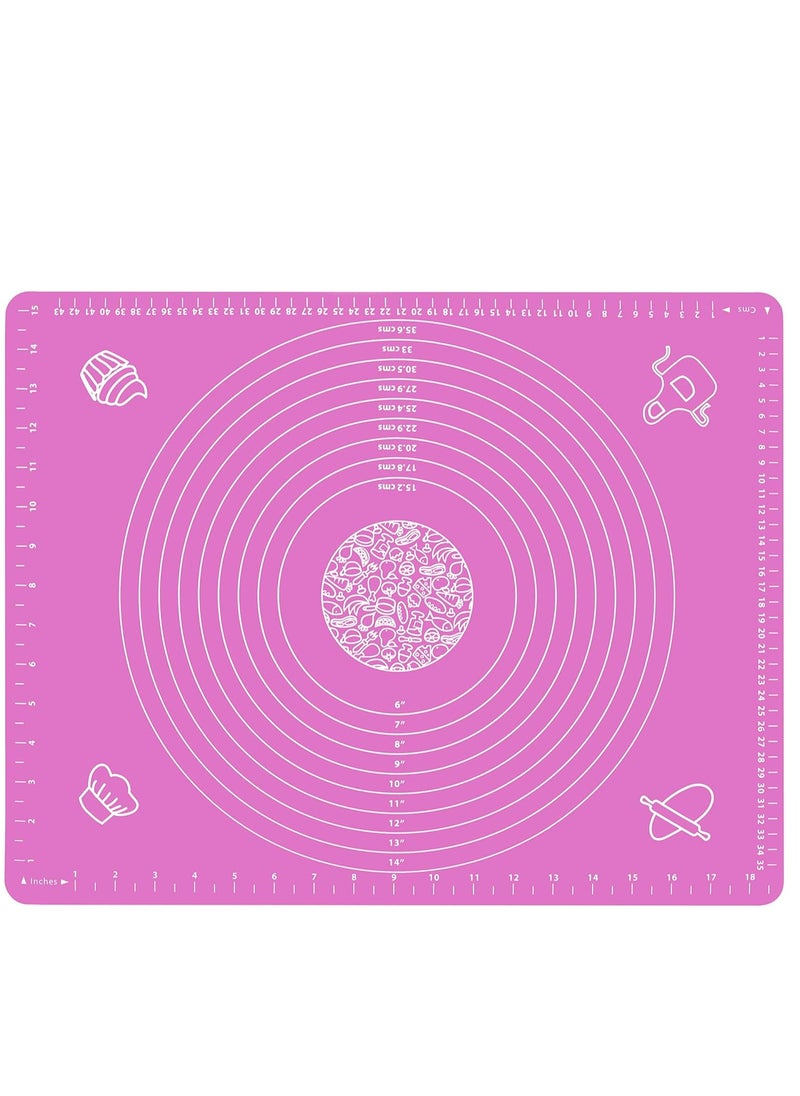 Bukela Silicone Baking Mat for Pastry Rolling Dough with Measurements, 19.7" x 15.7" BPA Free Non stick and Non Slip Pink Table Sheet Baking Supplies for Bake Pizza Cake  - Image 1