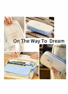 KASTWAVE Big Capacity Pencil Pen Case, Office College School Large Storage High Capacity Bag Pouch Holder Box Organizer Light, (Blue)  - Image 5