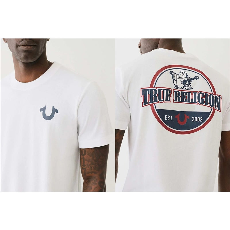 تي شيرت True Religion للنساء بأكمام قصيرة للرجال بتصميم عتيق غير رسمي - Image 1