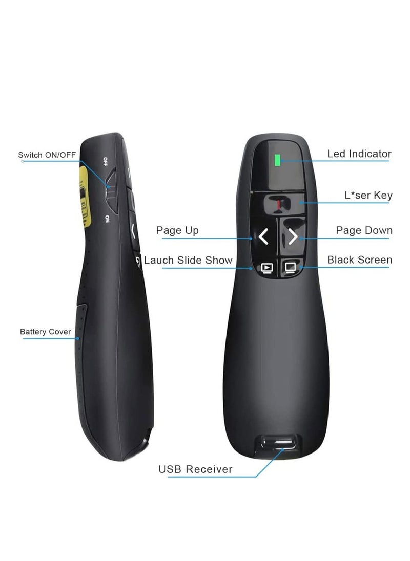 Generic - Wireless Presenter Remote Controller R400 2.4GHz Wireless USB Presenter PowerPoint Green Laser Pen Pointer PPT Clicker for Presentation - Image 1