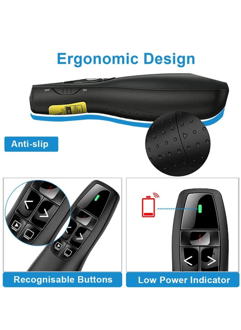 Generic - Wireless Presenter Remote Controller R400 2.4GHz Wireless USB Presenter PowerPoint Green Laser Pen Pointer PPT Clicker for Presentation - Image 1