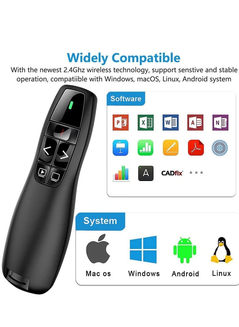 Generic - Wireless Presenter Remote Controller R400 2.4GHz Wireless USB Presenter PowerPoint Green Laser Pen Pointer PPT Clicker for Presentation - Image 1